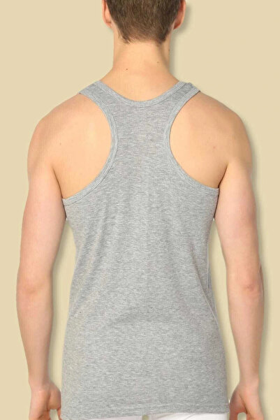 Tutku Men's Gray 6-Pack Cotton Ribbed Athlete Undershirt