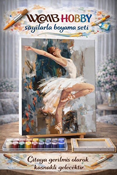 wombhobby Parmak Ucunda Sayılarla Boyama Seti 50x65 Cm Çerçeveli (Kasnağa ) G...