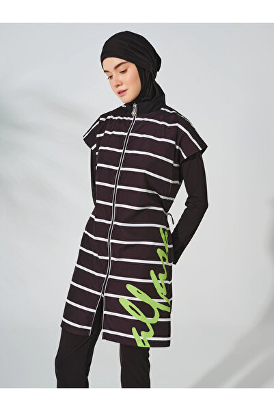 ALFASA Costum de baie Hijab - Design cu dungi cu cârmă