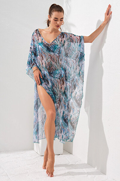 Pierre Cardin V Yaka Elbise Pareo Coral 231803-d