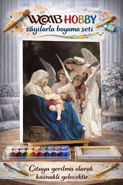 wombhobby Meleklerin Şarkısı Sayılarla Boyama Seti 40x 50 Cm( Tuval Şasesine ...