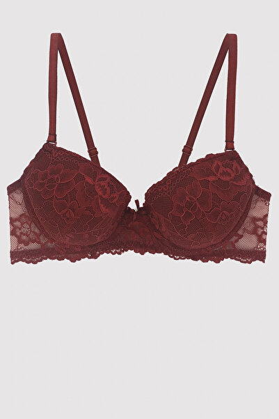 Pierre Cardin Kadın Vişne 6200 Madrid Balenli Desteksiz Dantelli Sütyen (TAK ...