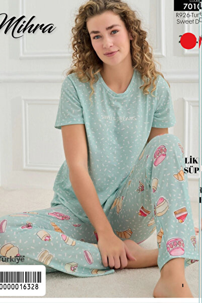 Mihra Σετ γυναικείες πιτζάμες Milan Fabric Colored Crew Neck - 70109