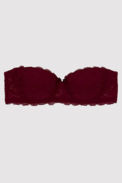 Pierre Cardin Kadın Bordo 6203 Balenli Destekli Straplez Dantelli Sütyen