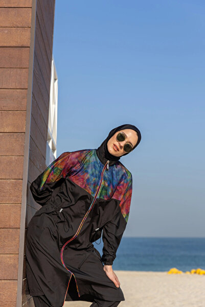 ALFASA ملابس سباحة حجاب طويلة كبيرة الحجم مع تفاصيل شبكية