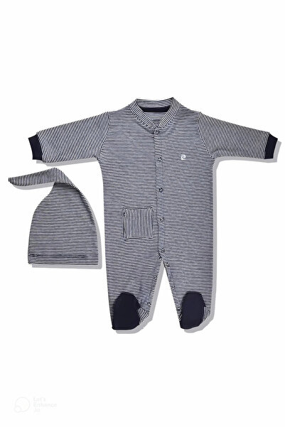 Pierre Cardin 100% Cotton Striped Baby Romper with Hat 303768