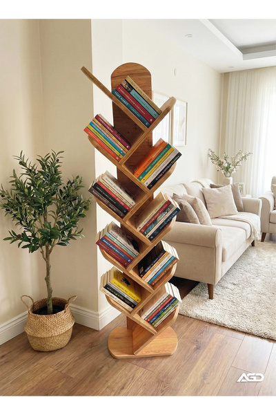 AGD Tree-shaped bookshelf, consisting of 9 shelves for books, magazines, and ...