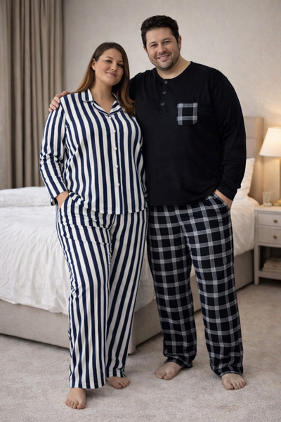 YASMİN Süet kumaş büyük beden kadın pijama takımı