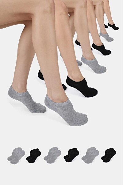 ERENART Bamboo Women's Sneaker Black-Grey Socks Stitch-Free Invisible Ankle S...