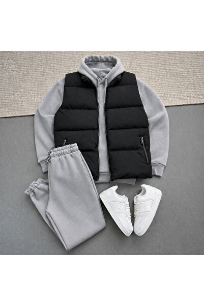 KONSEPT35 SET COMBINAT DE set cu vestă PIESE PENTRU BĂRBAȚI 3 FIȘE KA cu glugă E