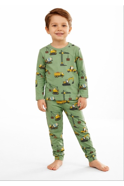 çamaşır bahçesi kendinize iyi bakın Dětská pyžamová sada s dlouhým rukávem # tištěnýdětskápyžama # pračka # stavební vzor pyžama