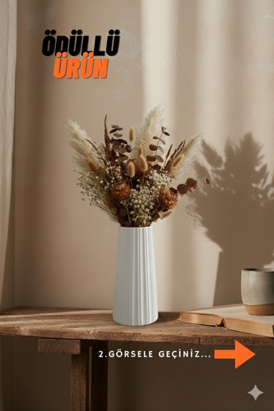 muffag Figurină Nordic Bohemian Pampas - Vază decorativă cu dungi