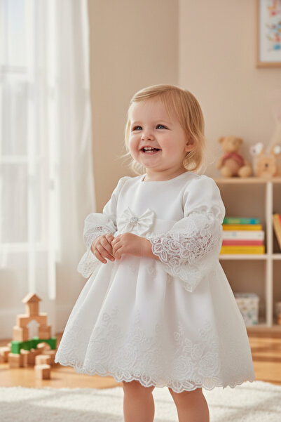 Butik Bebek Astarlı Fermuarlı Saten Elbise