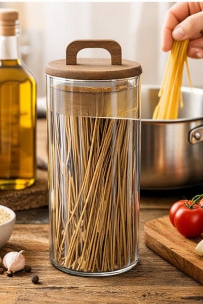 welcomein 1550 ml Acacia Lid Glass Jar Storage Container Pinterest Design Food Grain Container