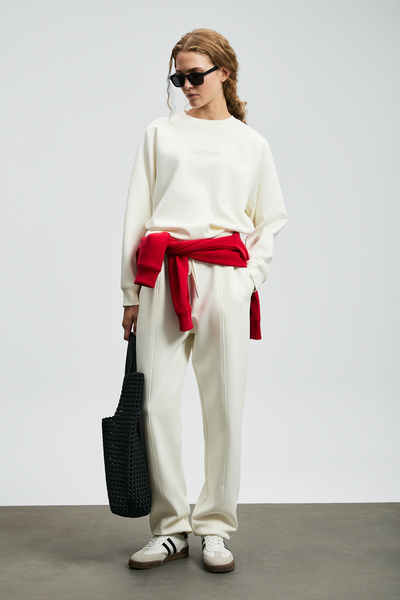 Lufian Γυναικεία πλεκτή φόρμα Cessie σε ανοιχτό λευκό χρώμα