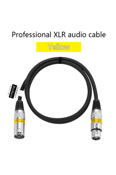 Choice9 كابل تمديد ميكروفون احترافي بطول 1 متر، أصفر اللون، من نوع XLR ذكر إل...