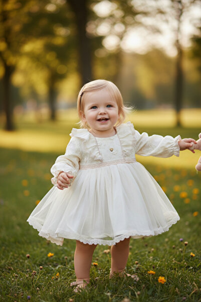 Butik Bebek Astarlı Fermuarlı Müslin Elbise