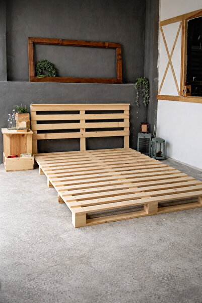 tresca Palet Yatak Çift Kişilik Ahşap Renk Ölçü Seçenekli