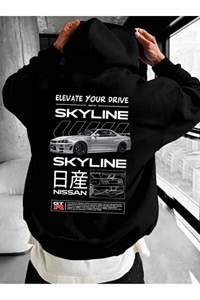 VEK قصة فضفاضة سويت شيرت هوديي للجنسين سكاي لاين