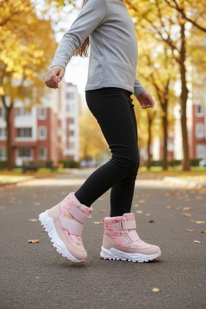 pediashoes KIZ ÇOCUK ORTOPEDİK DESTEKLİ İÇİ POLAR YAPIŞKANLI BOT