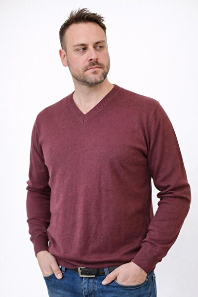 Gönülden Tasarım V Yaka Triko Erkek Kazak Standart Beden