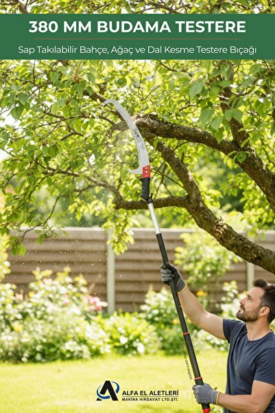 Meşem 380 mm Sap Takılabilir Budama Testere – Bahçe, Ağaç ve Dal Kesme Tester...
