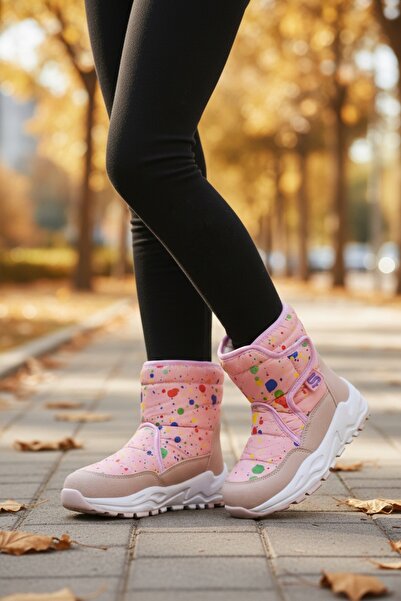 pediashoes KIZ ÇOCUK İÇİ KÜRKLÜ SU İTİCİ KAYMAZ TABANLI HAFİF VE ESNEK KAR BOTU