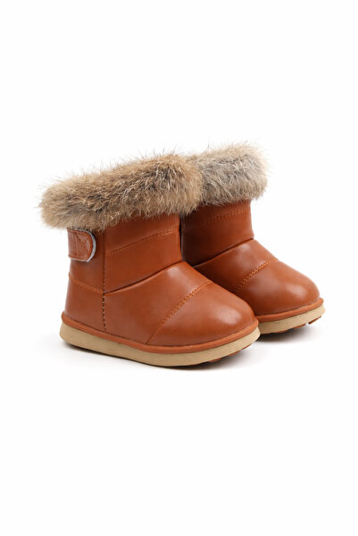 Superbaby Καφέ μπότες για μικρά κορίτσια για τα πρώτα τους βήματα, με γούνα, ...