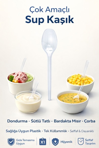 VENON 🌽100 Adet Sup Kaşık-MİNİ KAŞIK 🌽 Tatlı Kaşığı Bardakta Mısır Kaşığı D...