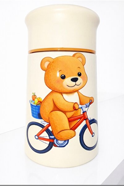 HOPEFUL DESİGN ترمس على شكل دمية دب منقوشة سعة 280 مل لتخزين طعام الأطفال مصن...