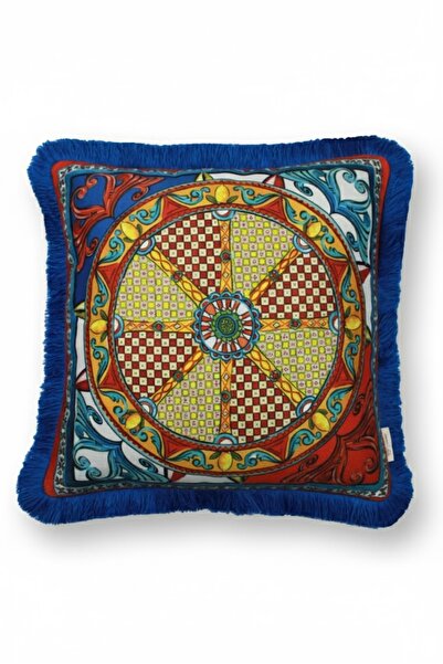 Alseko Concept غطاء وسادة مربع مزين بشراشيب من ساكس، ميلانو 7، مقاس 43 × 43 سم