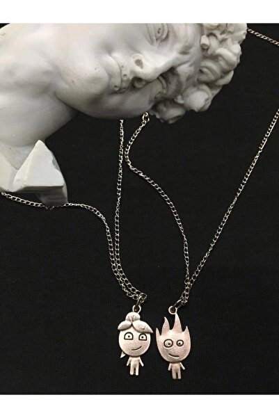 Genel Markalar Unisex Ateş Ve Su Çift Kolye