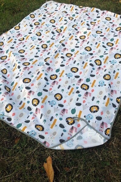 Bunnybons Forest Animals-Liquid Repellent Micro Fabric Activity, Nutrition, Play, Beach Cover and Liquid Resistant Bag