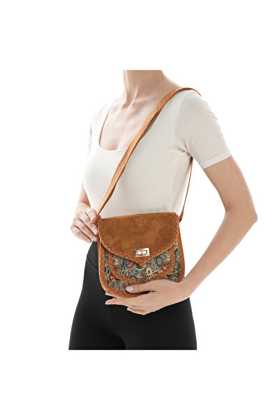 ÇANTA İran İşi El Yapımı Etnik Desenli Taba Bohem Askılı Küçük Boy Omuz Çantası