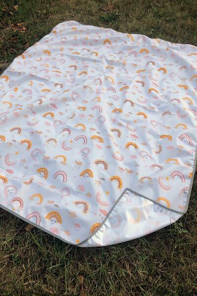 Bunnybons Rainbow Liquid Repellent Activity Cover, Nutrition, Play, Beach Cover, and Liquid Resistant Bag