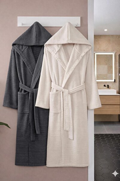 Federico Fabrizio Serena Büyük Beden Unisex 2’li Pamuklu Bornoz Seti”