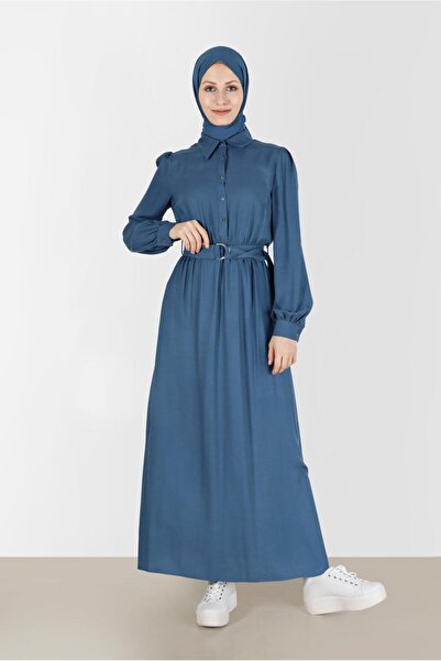 Alvina BELİ KUŞAKLI GÖMLEK YAKA ELBİSE 42268-1