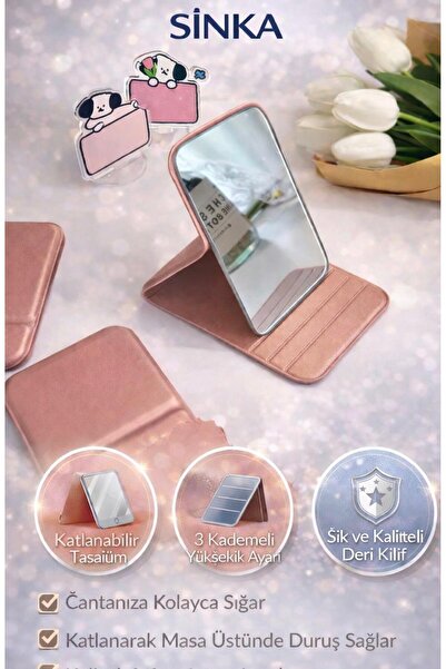 SİNKA Дзеркало для макіяжу Портативне шкіряне чохол Міні-кишенькове складане ...