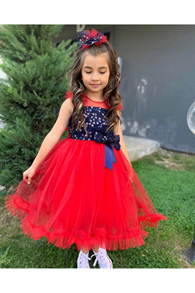 HMZ GOLD فستان مكشكش بحاشية مزين بالترتر من ديزي