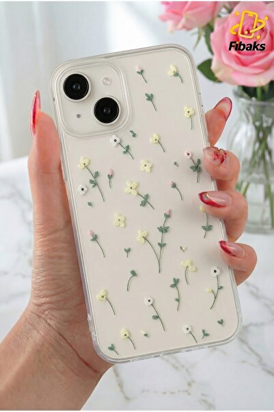 Fibaks Case for Apple iPhone 13 - 14 - 15 Case Transparent Color Flower Pattern Flexible Soft Silicone Cover