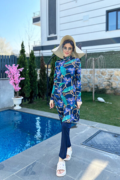 Remsa Mayo Liralı Tam Kapalı Tesettür Mayo Zincir Orkide R058 Zişan