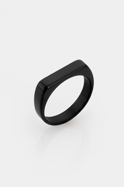 UKHWD SUPPLY 316L Steel Rectangle Cut Black Men's Ring