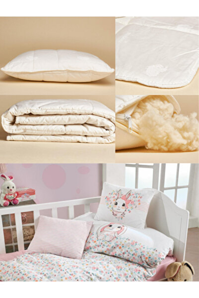 Panemo %100 Yün Dolgulu 3'lü Bebek & Çocuk Kreş Uyku Seti – Yorgan + Yastık +...