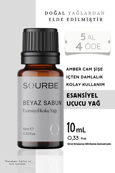 SOURBE Beyaz Sabun Esansiyel Uçucu Yağı Buhurdanlık Yağı Difüzör Esansı Hobi ...