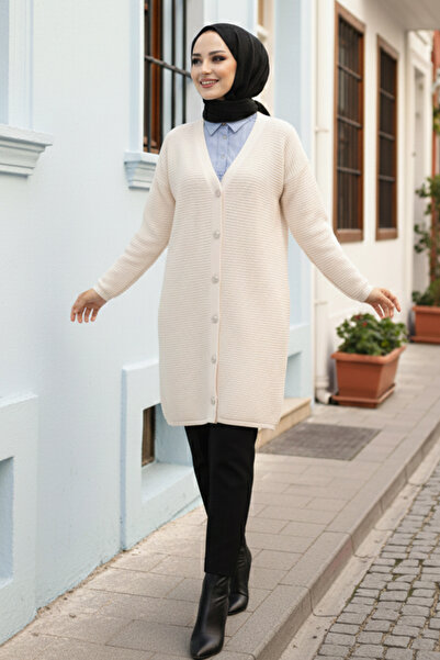 benguen 3091 سترة مضلعة بأزرار لون حجري