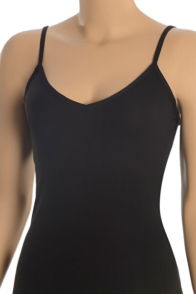 Öts Tricou 2 piese pentru femei Lycra cu decolteu în V, negru