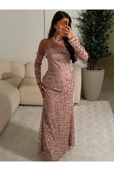 salsa-dresses Evening dress with lace and sequin embroidery