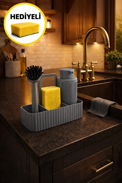 Tugomer Bez Standlı Askılı Deterjanlık - Mutfak Sıvı Sabunluk Süngerli Bulaşı...