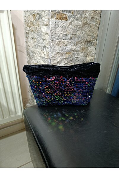 SADECE SEN DE Tasarım renk geçişli payetli clutch/el çantası/fermuarlı/kadife...