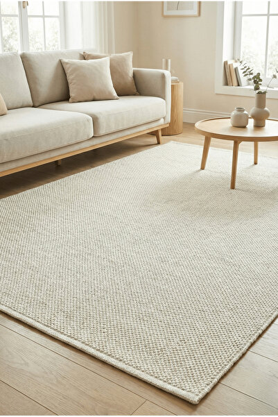 Anaska Home Modern Halı Sisal Bukleli Halı Krem Halı Salon Halısı Oturma Odas...